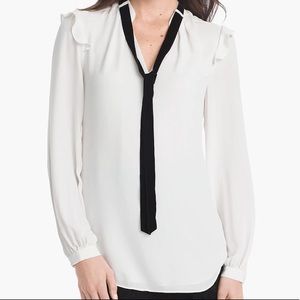 White House Black Market Velvet Tie Blouse, Size 8